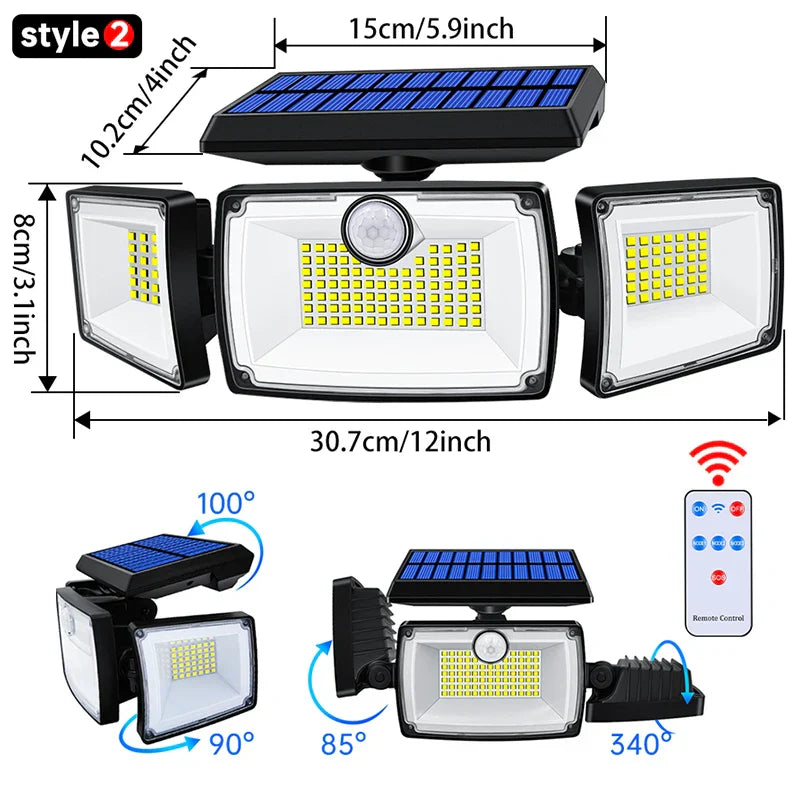 Bright Solar Powered Motion Spotlight 2200 Lumens
