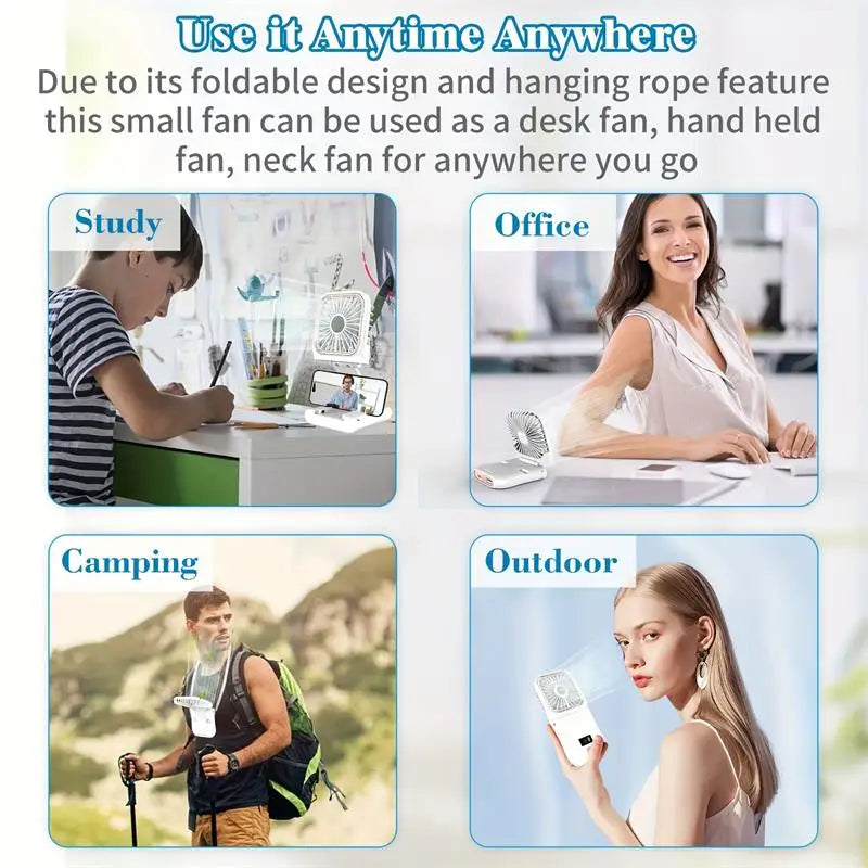 Portable Rechargeable 4-Speed Mini Desk Fan