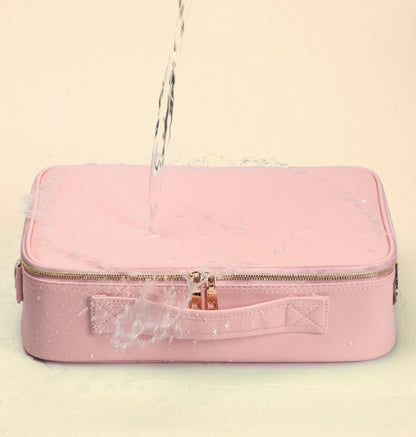 Compact Travel Cosmetic Box with LED Light & Mirror