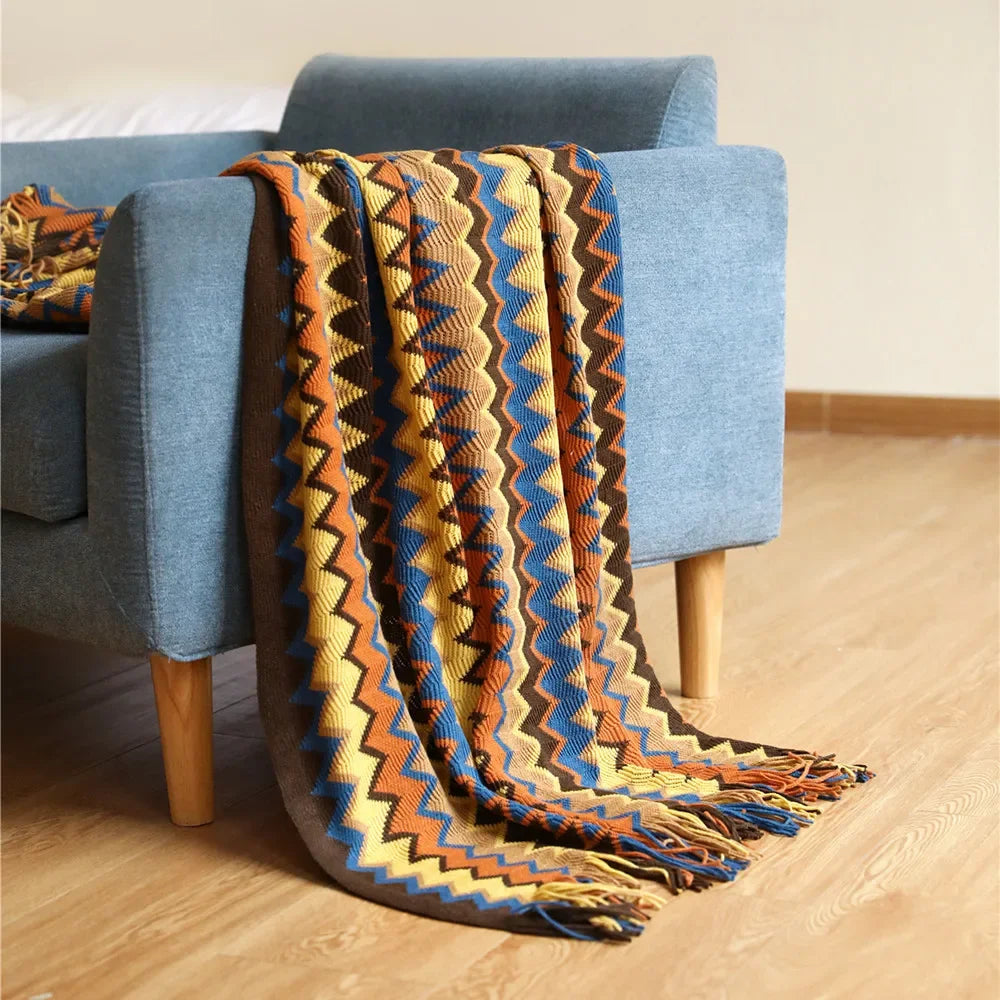 Cozy Fringe Throw Blanket Rustic Red Soft Plush