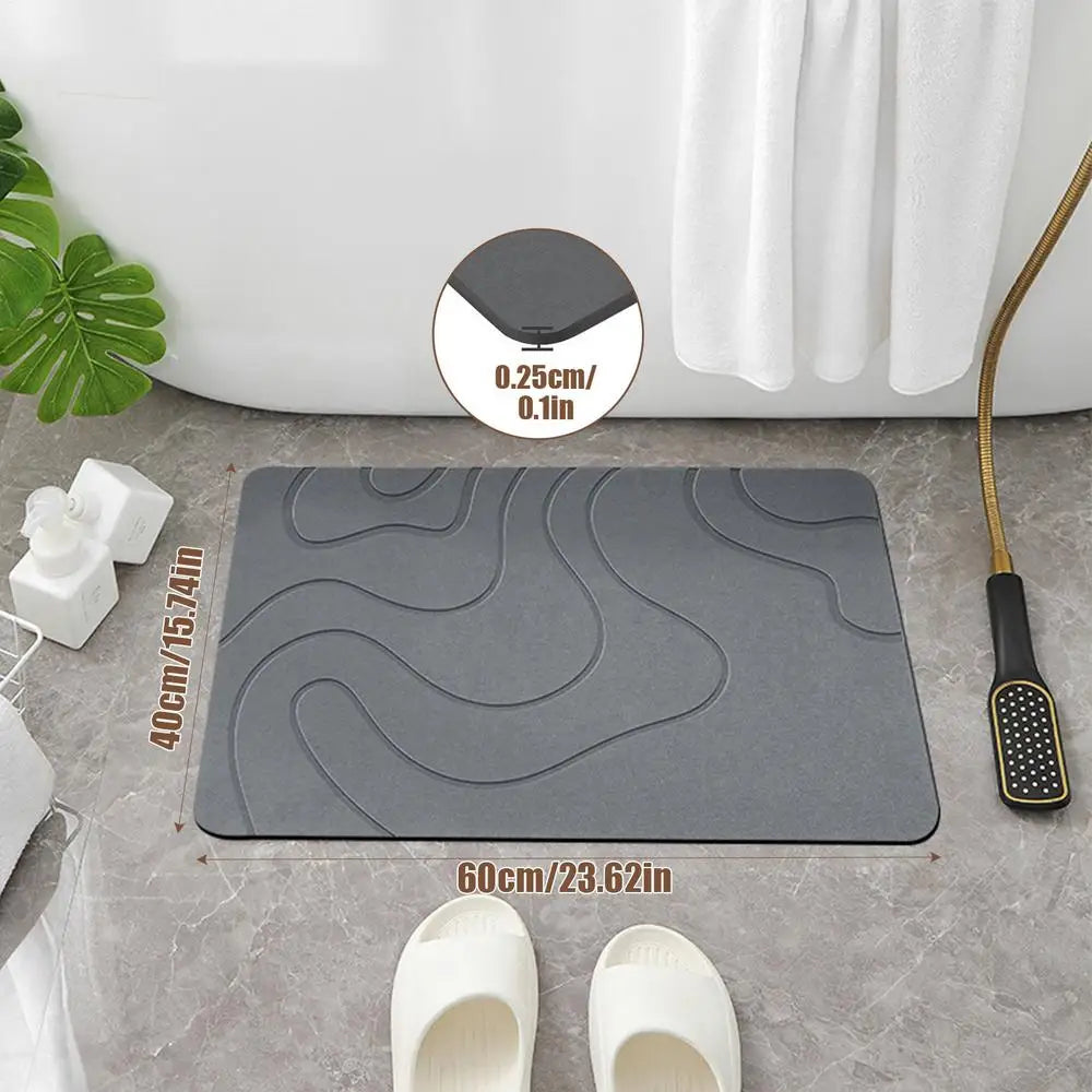 Non-Slip Stone Effect Bath Mat, Quick Dry, 40x60cm