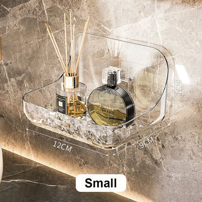 Adhesive Bathroom Shelf, Wall Mounted, Transparent Storage - Fesara
