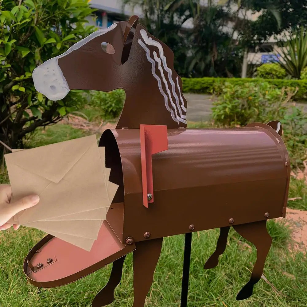 Handmade Animal Sculpture Mailbox – Corrosion-Resistant Metal Post Box for Garden and Driveway Decor-2