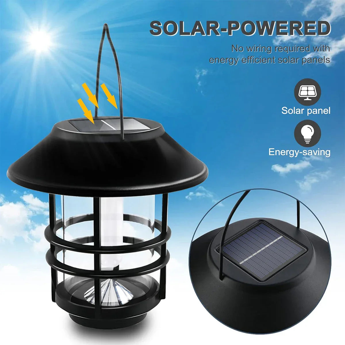 Outdoor Solar Hanging Light with Warm Flicker Effect