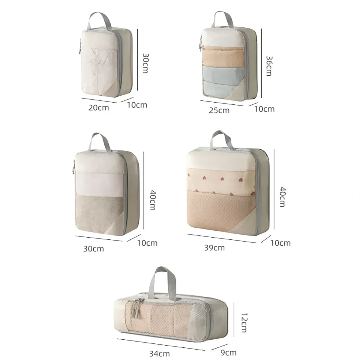 Compact Travel Storage Bag Set, 5-Piece, Waterproof