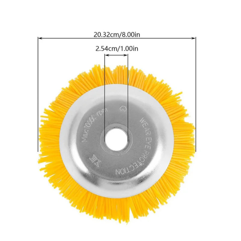 Heavy Duty 8-Inch Weed Trimmer Wheel with Nylon Bristles