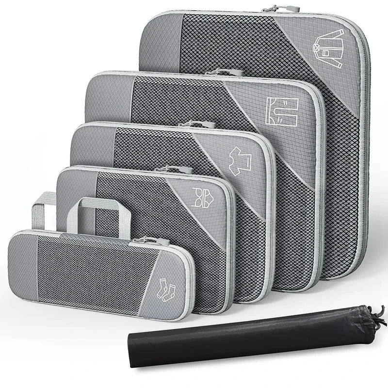 Compact Travel Packing Cubes Set Waterproof Bags