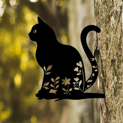 Metal Cat Silhouette Garden Ornament - Unique Outdoor Garden Decor for Cat Lovers-6