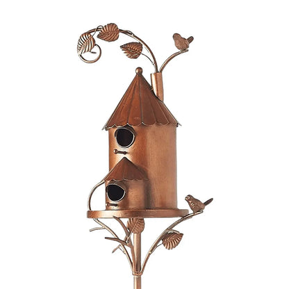 Rustic Garden Birdhouse with Stand - Waterproof Outdoor Bird Feeder - Fesara