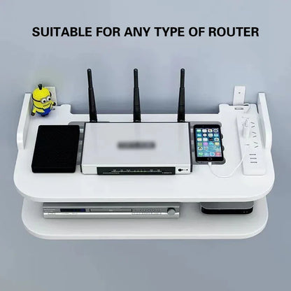 Wireless Router Storage Shelf with Hidden Cable Management