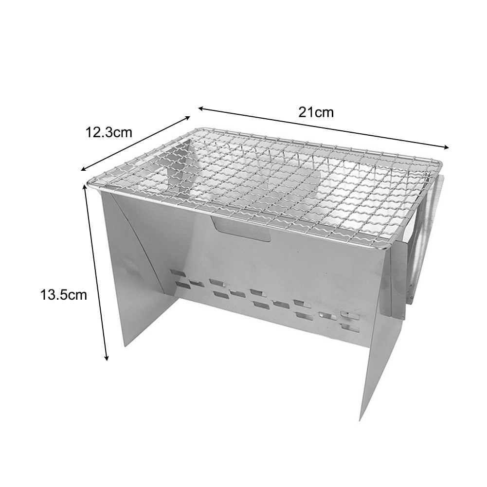 Compact Outdoor Stainless Steel Folding BBQ Grill