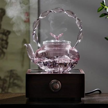 Delicate Flower Top Glass Loose Leaf Teapot