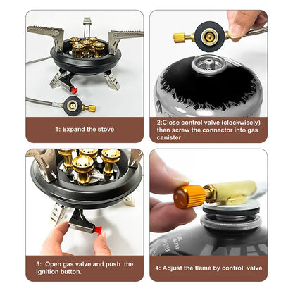 Portable High Power Camping Gas Stove with Auto Ignition
