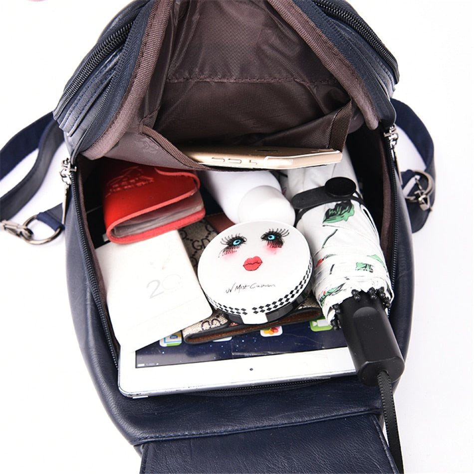 Secure Leather Ladies Backpack - Genuine Soft Sheepskin Rucksack