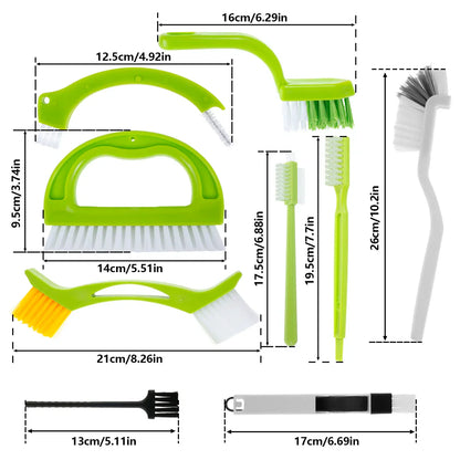 Practical 9-Piece Cleaning Brush Set for Bathroom & Kitchen