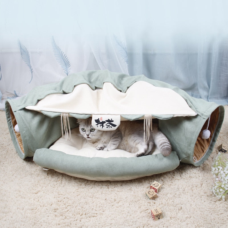 Portable Pet Play Foldable Tunnel House Bed - Fesara