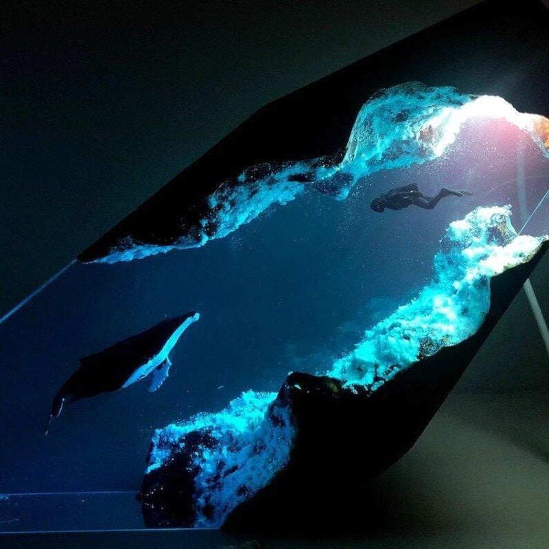 Ocean Blue Diving Resin Table Lamp Decor