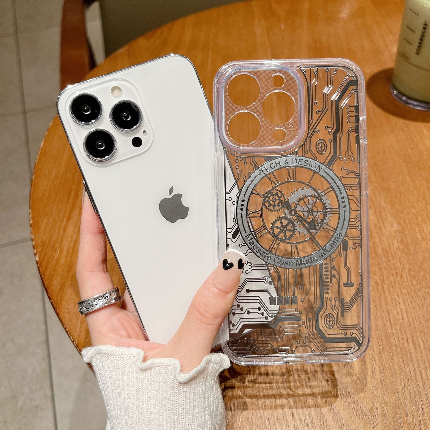 Clear Mechanical Clock Magnetic iPhone Case