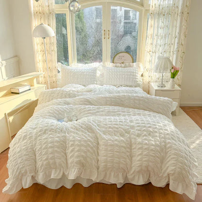 Soft Ruffled Bedroom Duvet Cover Set