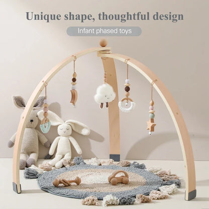 Wooden Baby Play Gym with Hanging Toy Set