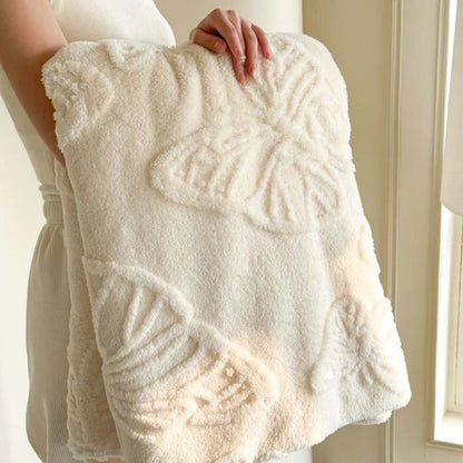 Cozy Plush Blanket with 3D Floral Pattern