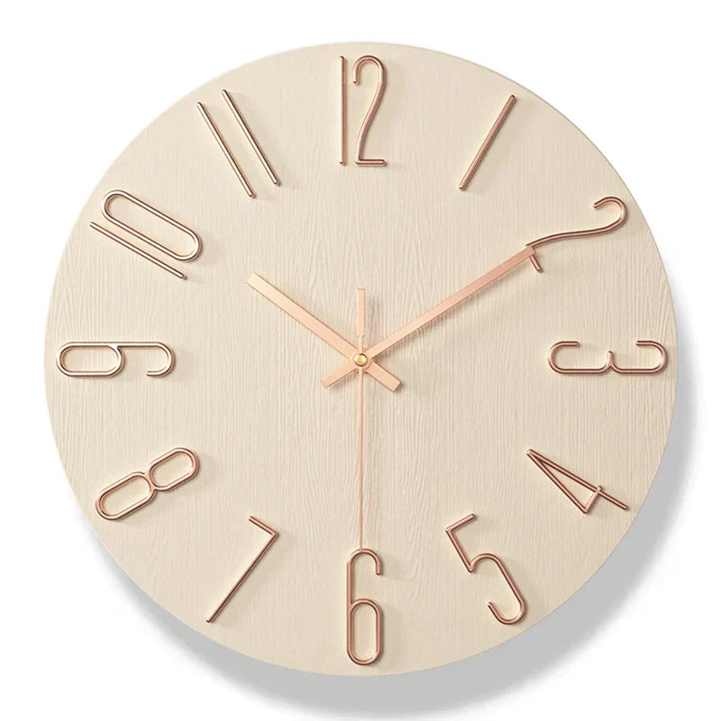 Simple Wooden Wall Clock – Quiet Quartz Modern Design