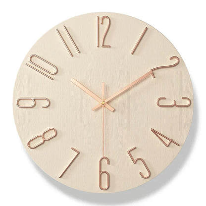 Simple Wooden Wall Clock – Quiet Quartz Modern Design