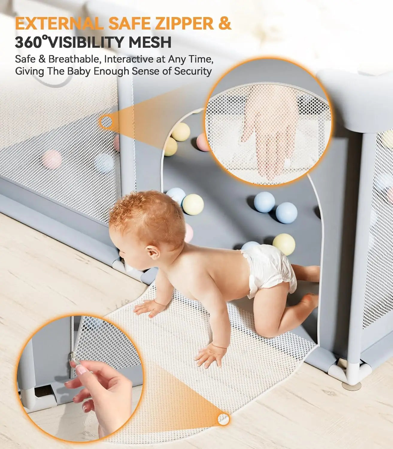 Spacious Baby Playyard with Soft Play Panels