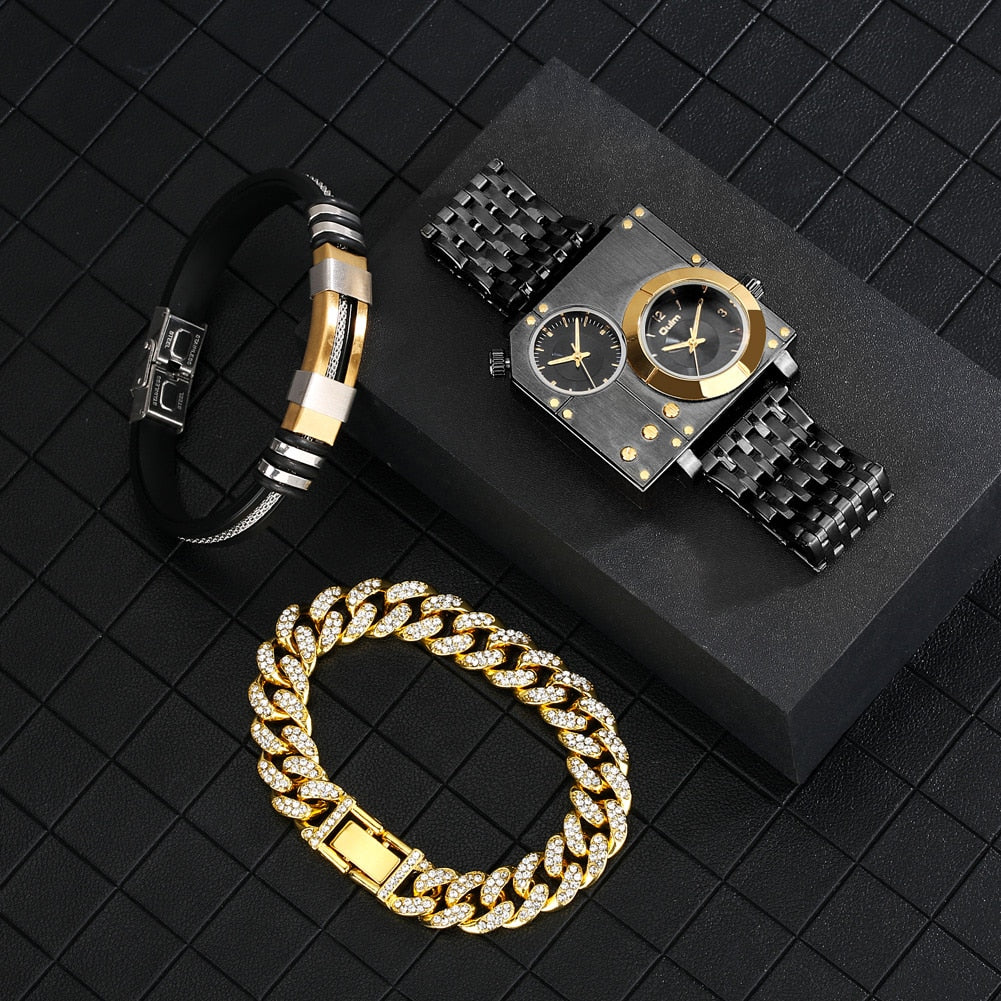 Classy Quartz Square Watch Box Set