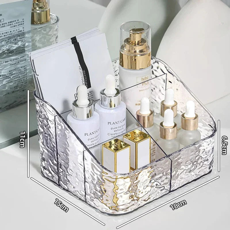 Spacious Makeup Storage Box with Wave Pattern