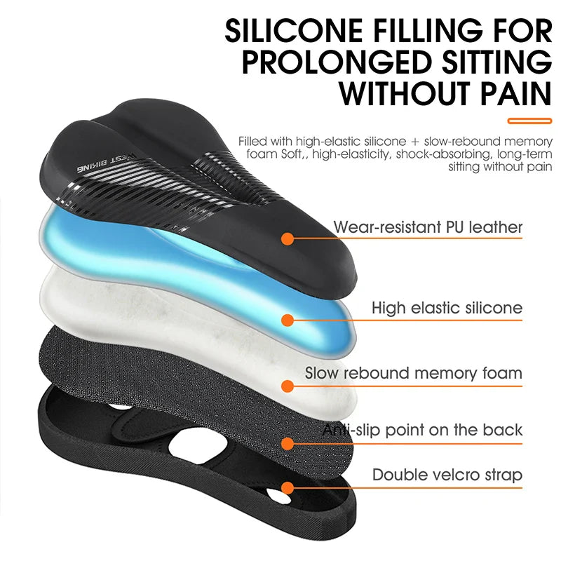 Wear-Resistant Bicycle Saddle Cover with Shock Absorption and Waterproof Design – Soft Bike Seat Cushion for Comfort-3