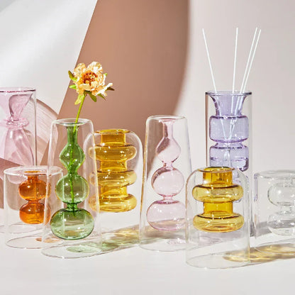 Beautiful Handmade Coloured Glass Vase - Fesara