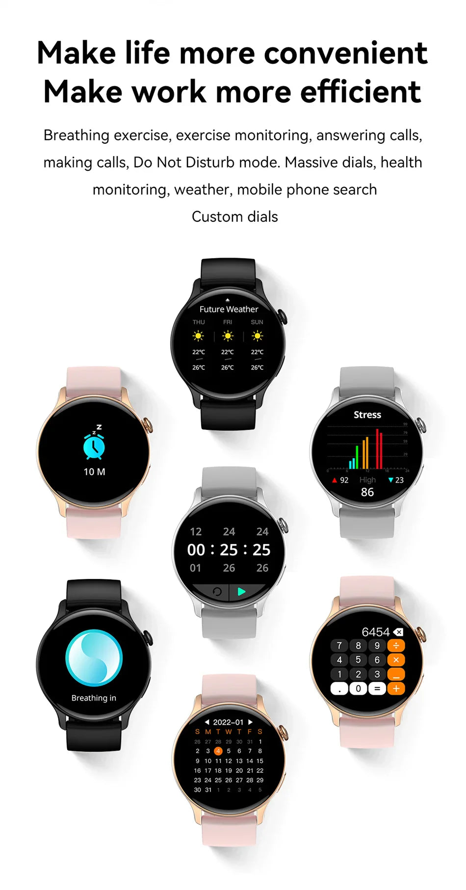 Luxury Gold Ladies Smartwatch with Fitness Tracker