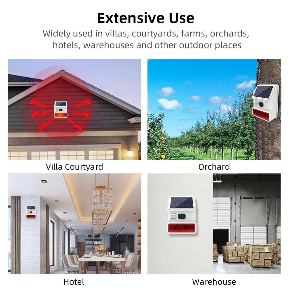 Wireless Solar Siren Alarm Module with Light and Sound
