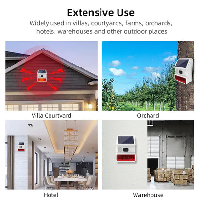 Wireless Solar Siren Alarm Module with Light and Sound
