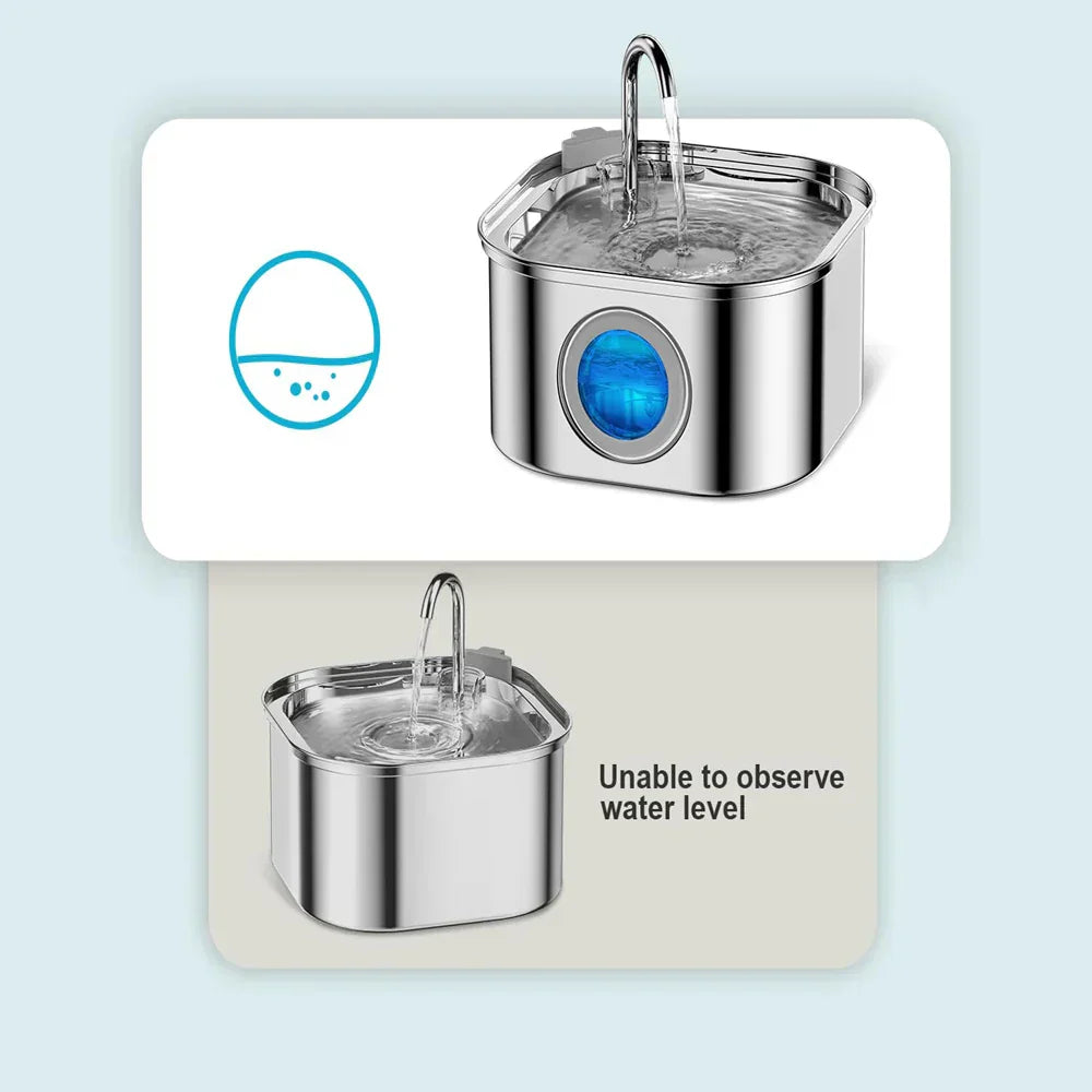 Pet Stainless Steel Water Fountain with Flowing Stream