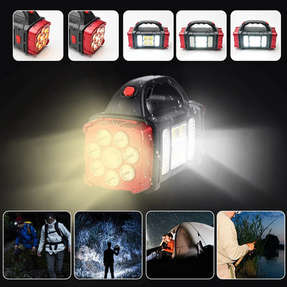 Portable Solar LED Rechargeable Power Bank Flashlight