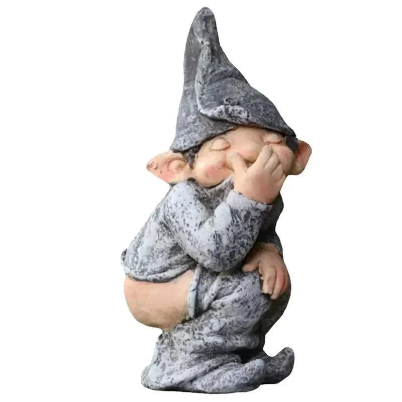 Comical Garden Gnome Statue Resin Decor