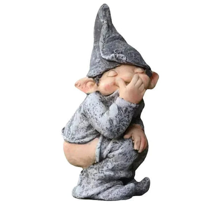 Comical Garden Gnome Statue Resin Decor