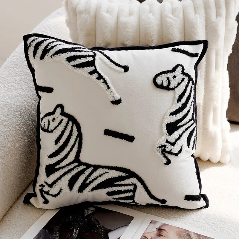 Stylish Embroidered Horse Print Throw Pillow for Home