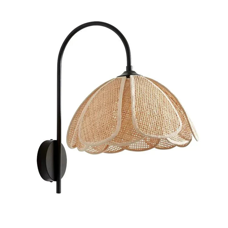 Natural Woven Wall Lamp - Soft Floral Lighting