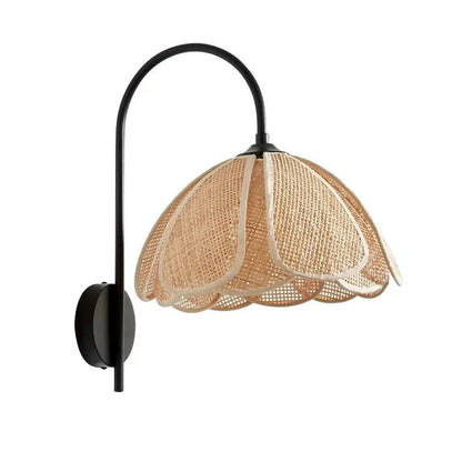 Natural Woven Wall Lamp - Soft Floral Lighting