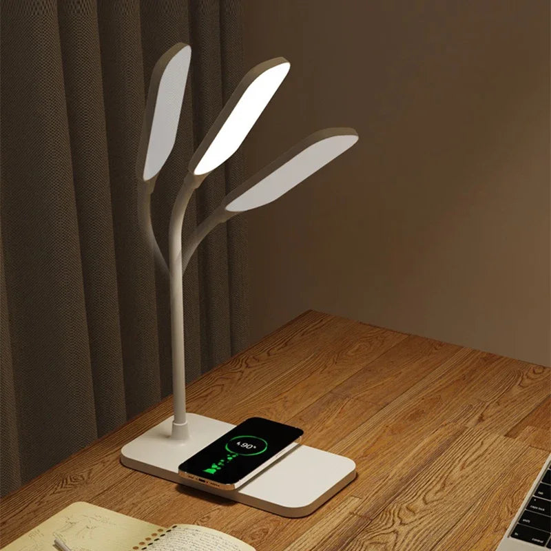 Sleek LED Desk Lamp with Wireless Charging & USB