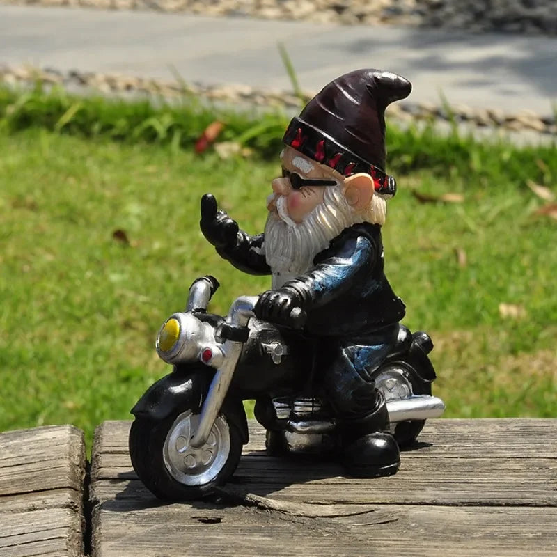 Fun Garden Gnome on Bike Resin Statue - Fesara