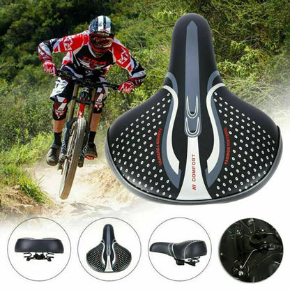 Extra Wide Comfort Bike Seat Saddle with Shock Absorption - PU Leather Cushion for Long-Distance Cycling-4