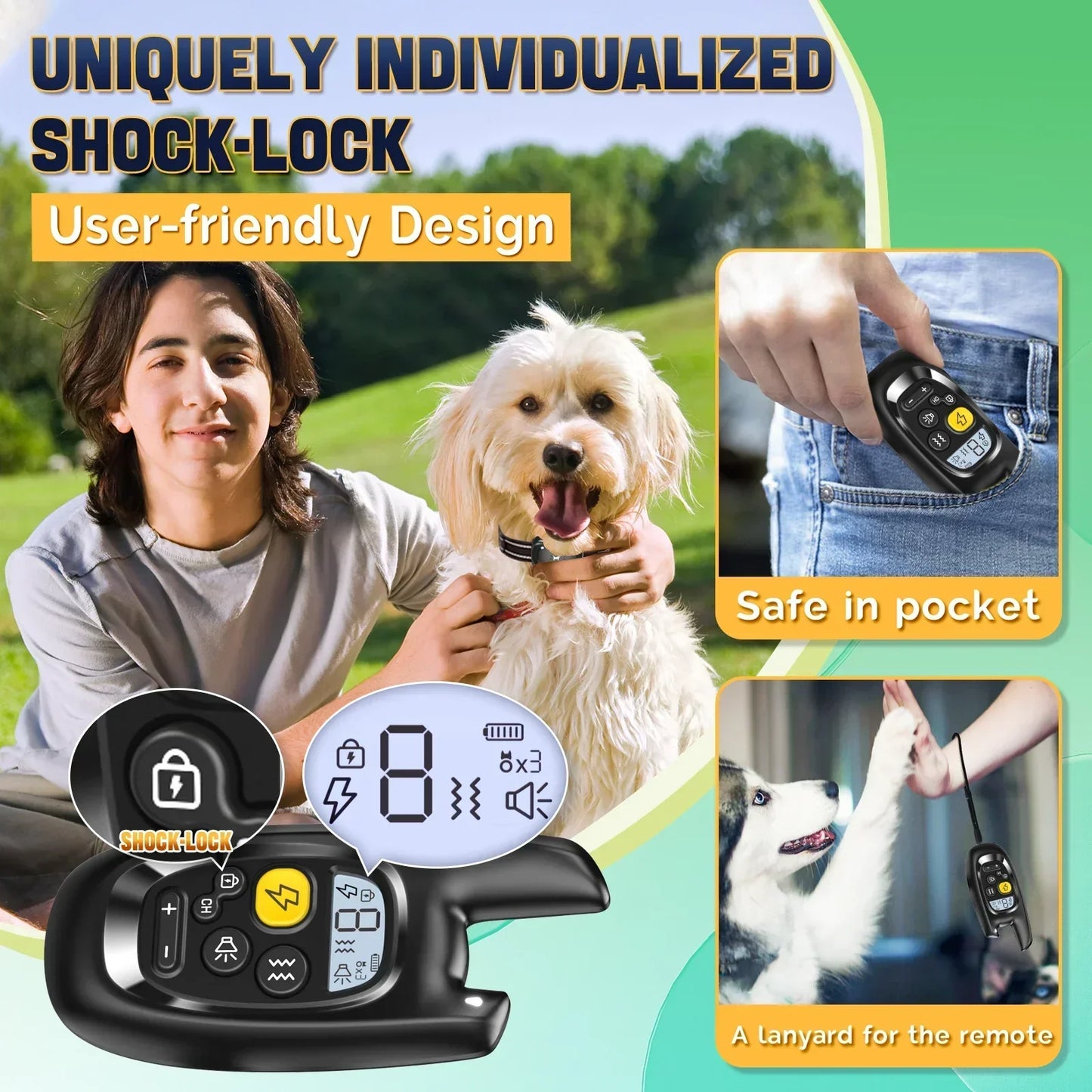 Waterproof Rechargeable Dog Training Collar with Remote