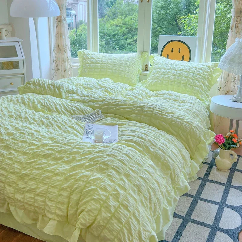 Soft Ruffled Bedroom Duvet Cover Set