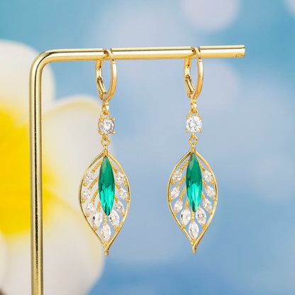 Fesara | Green Sparkle Zircon Drop Earring - Fesara