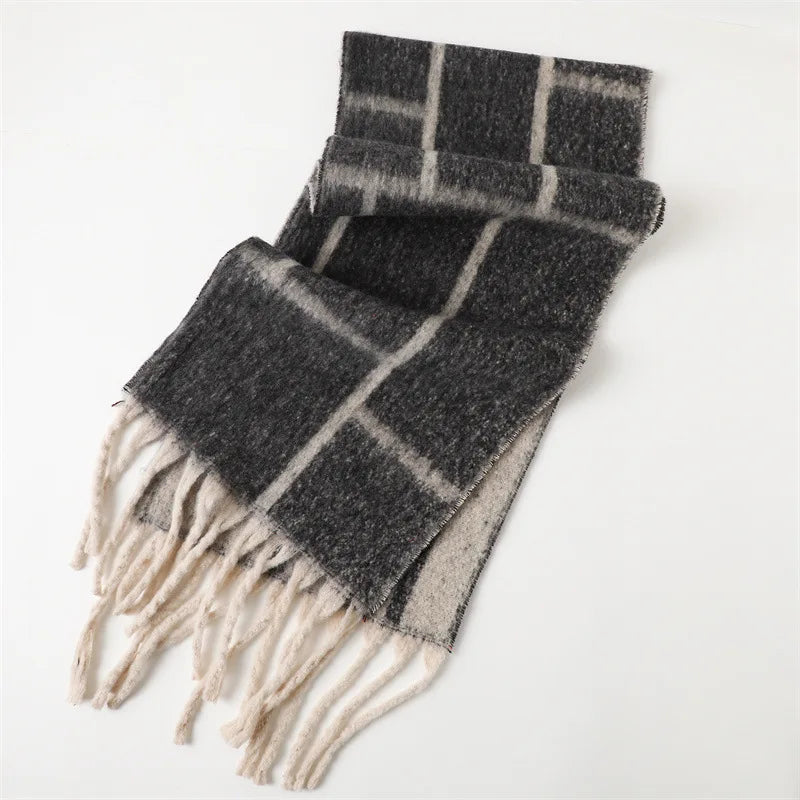 Soft Cashmere Winter Scarf with Fringe
