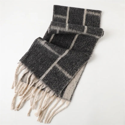 Soft Cashmere Winter Scarf with Fringe